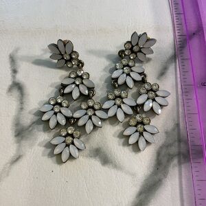 White Floral Crystal Drop Earrings -  Women Jewelry